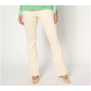 Susan Graver Regular Stretch Denim Pull-On Flare Jean -Ecru Classic  Size 20WP